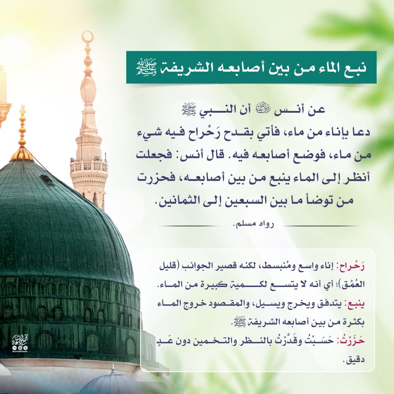 نبع الماء من بين أصابعه الشريفة