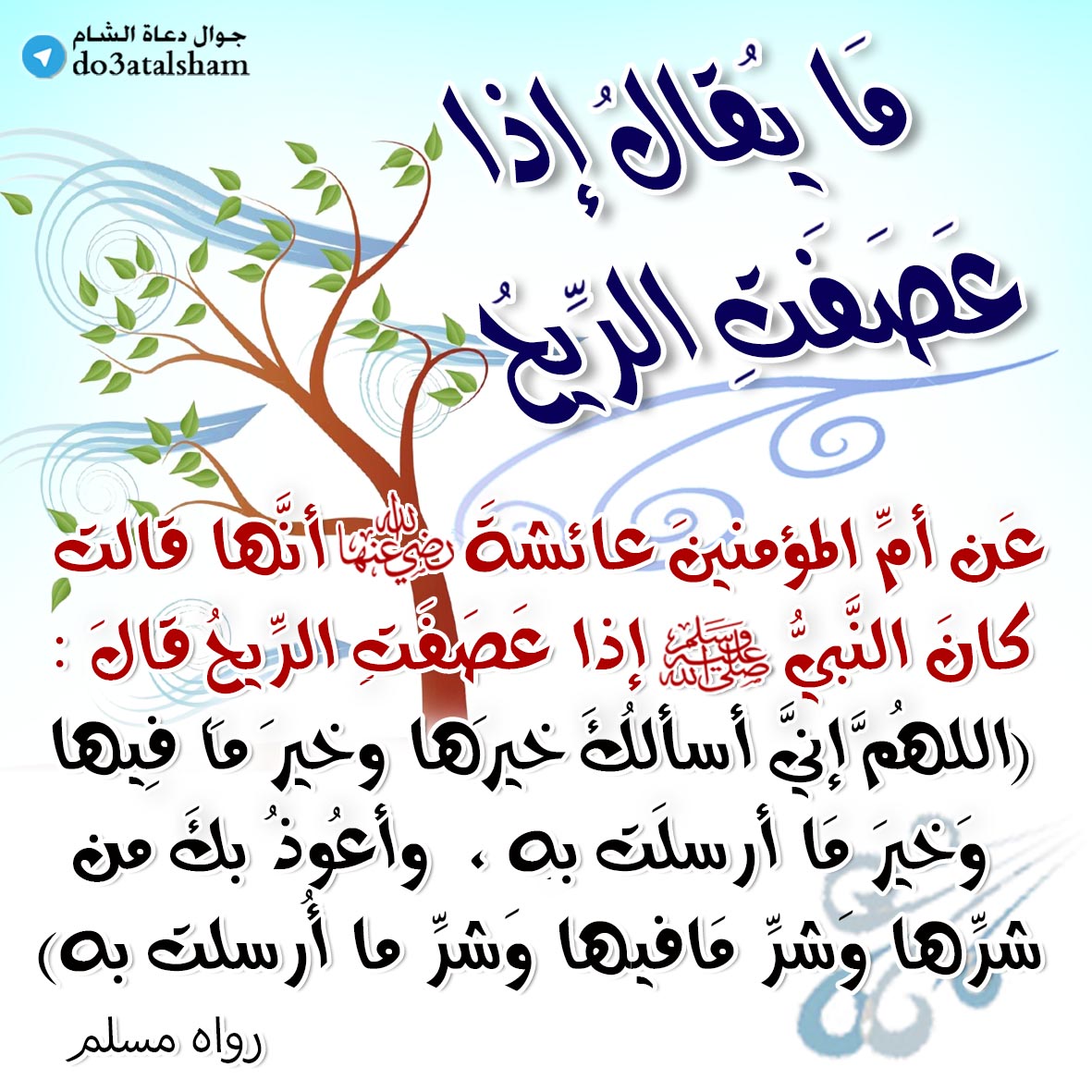 أذكار - ما يقال إذا عصفت الريح