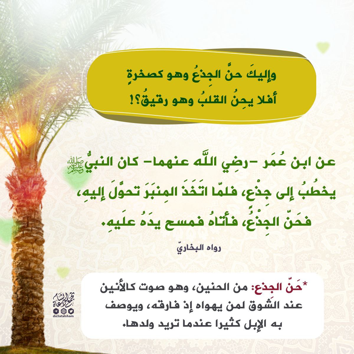 وإليك حن الجذع وهو صخرة