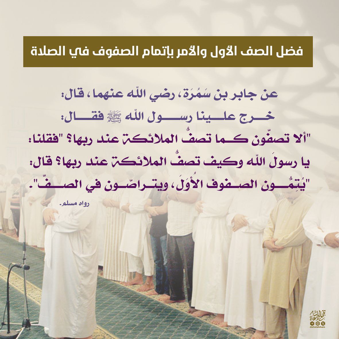 فضل الصف الأول والأمر بإتمام الصفوف في الصلاة