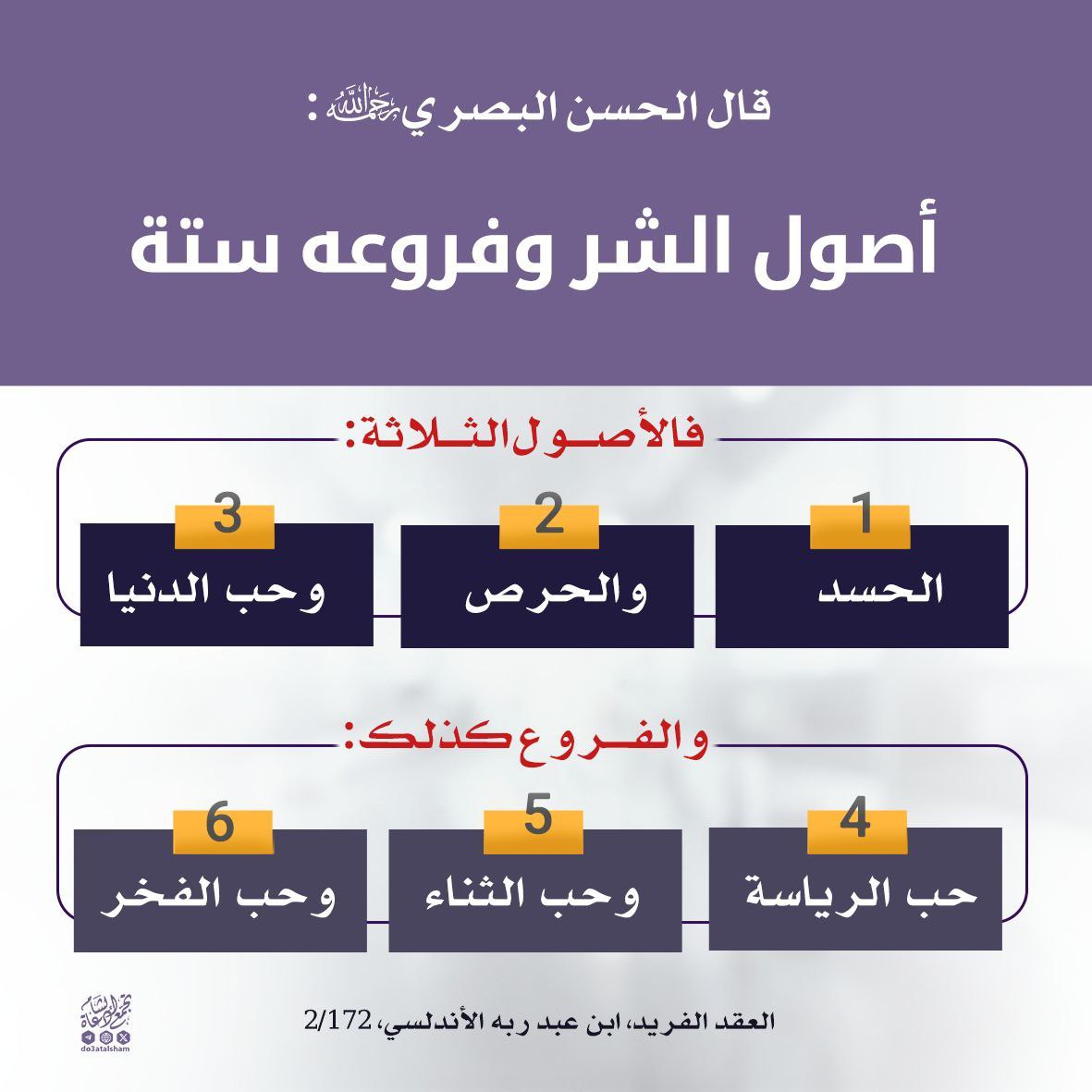 أصول الشر وفروعه ستة